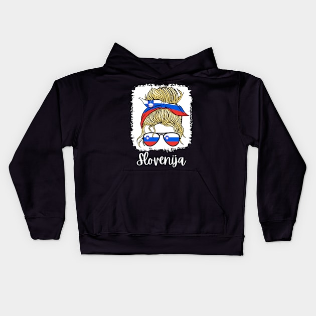 Slovenia Slovenka Flag Girls Slovenian Girl Kids Kids Hoodie by qwertydesigns